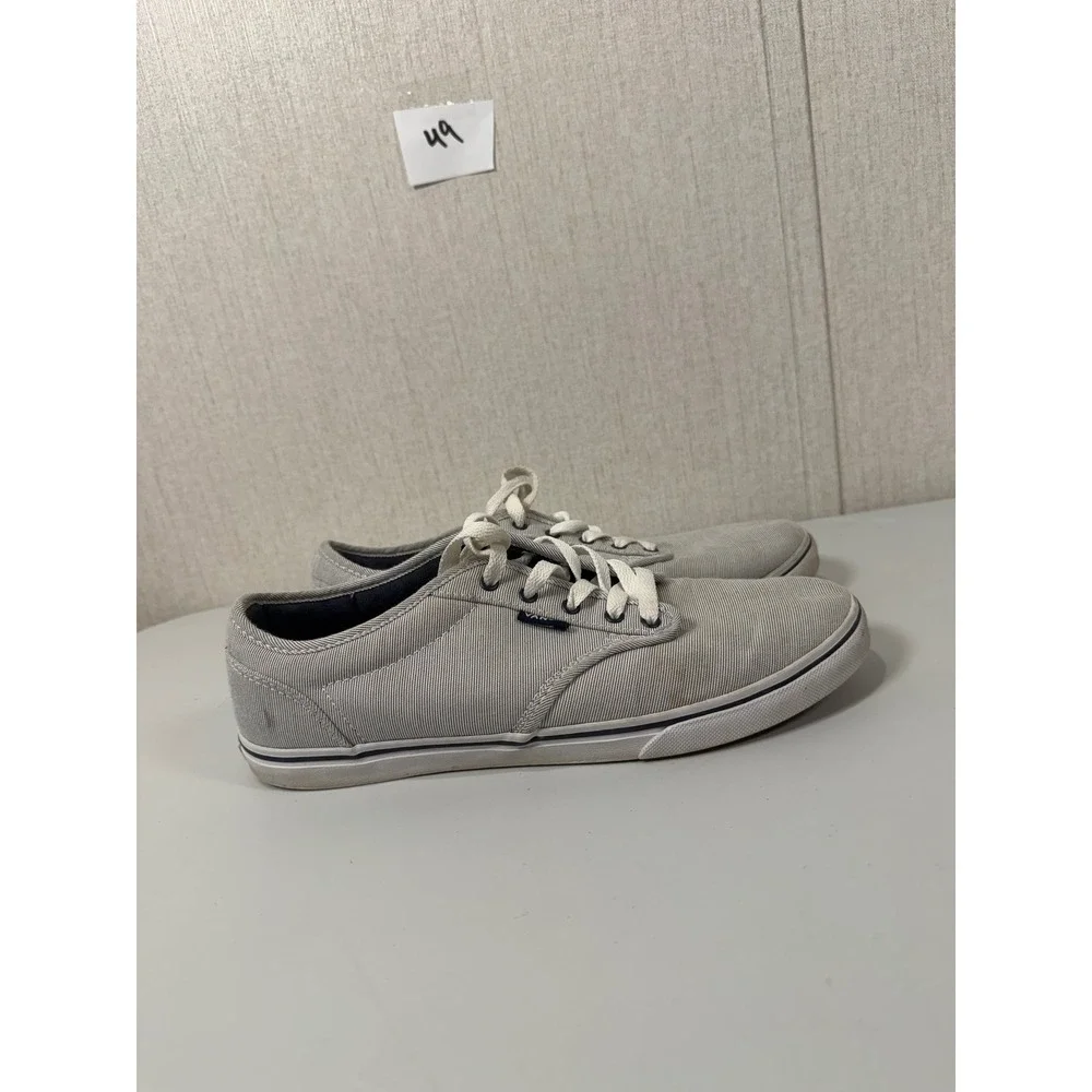 Vans Low Top Micro Stripe Grey White Sneakers Womens 9 VN-0U4IB8T